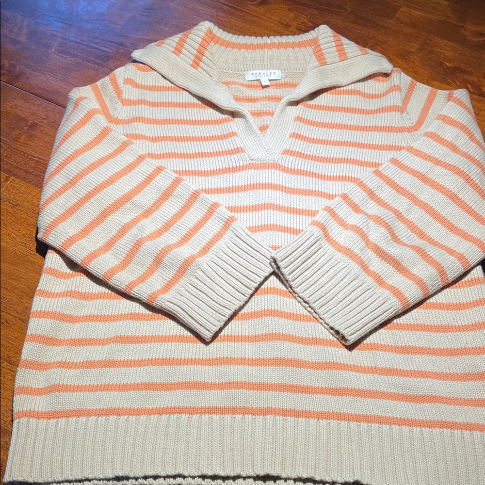 DEMYLEE Striped Beige and Orange Sweater